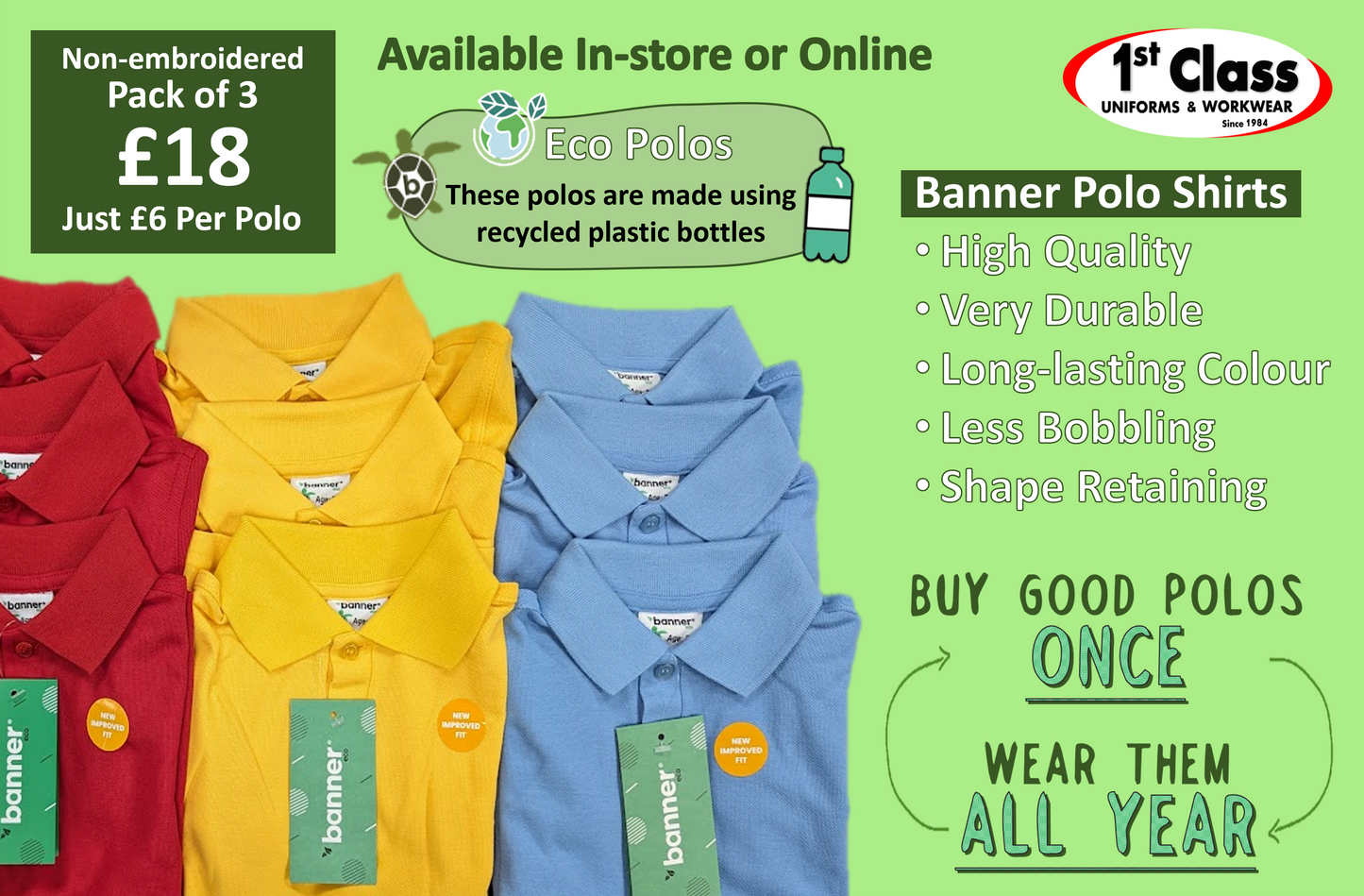 Pack of 3 - Polo Shirts - Red - (Non-Embroidered)