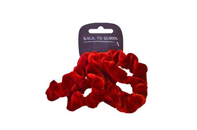 Velvet Scrunchies (4Pk) - Hair Accessories Set - Red
