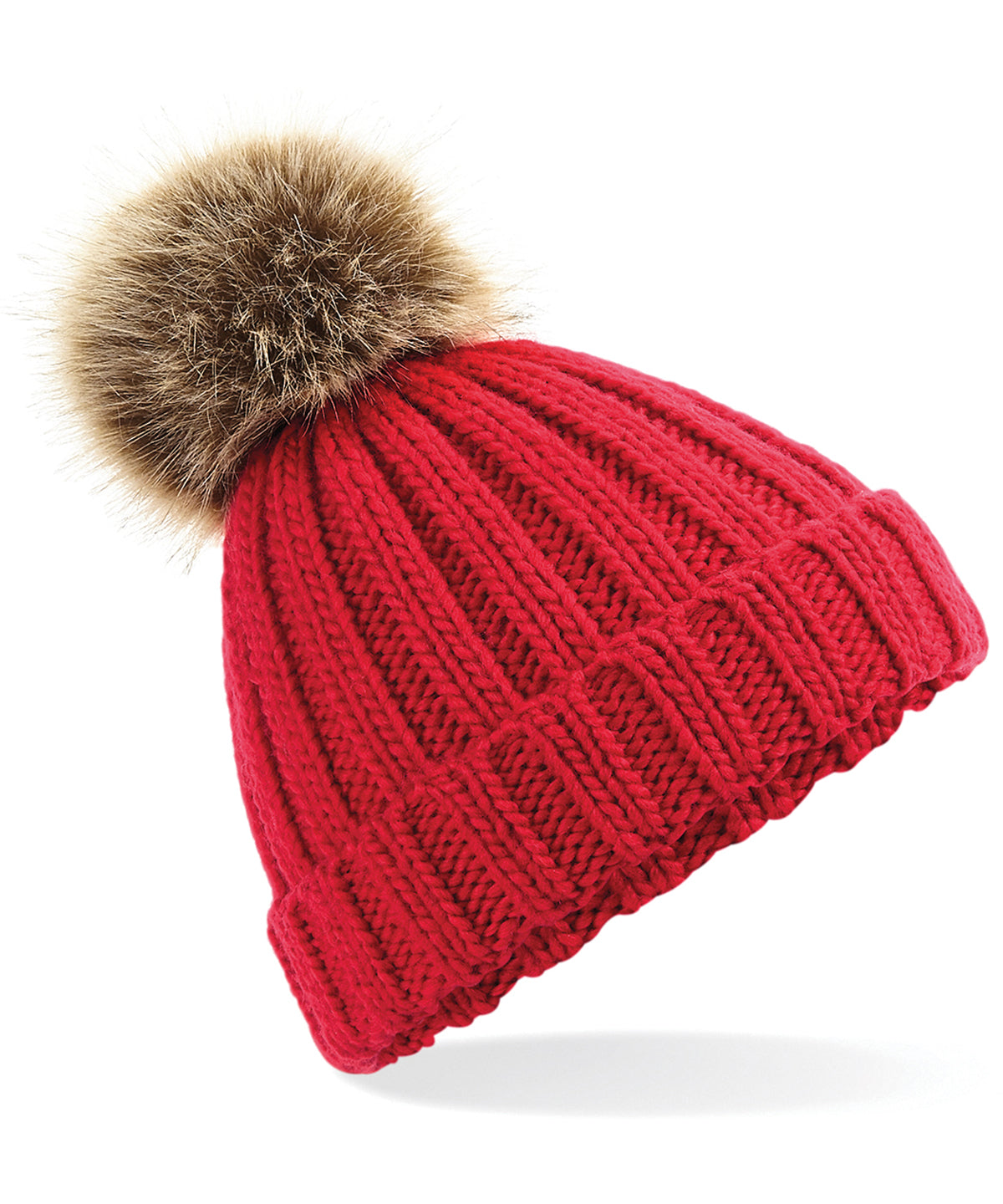 Beechfield BC412 Fur Pom Pom Chunky Beanie