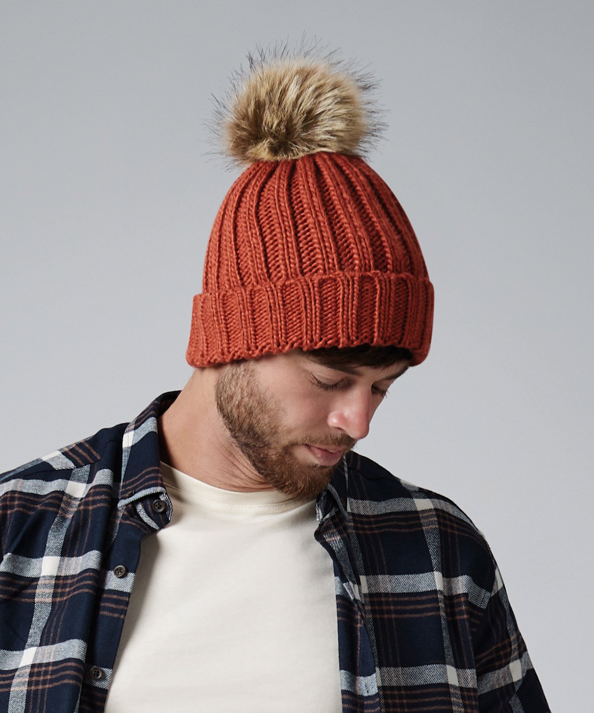 Beechfield BC412 Fur Pom Pom Chunky Beanie