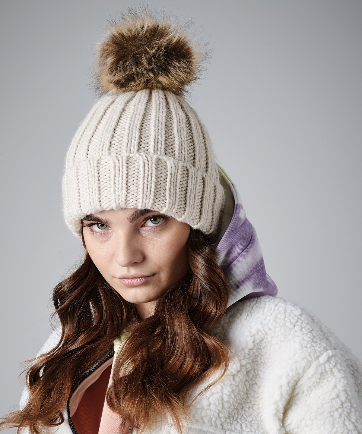 Beechfield BC412 Fur Pom Pom Chunky Beanie