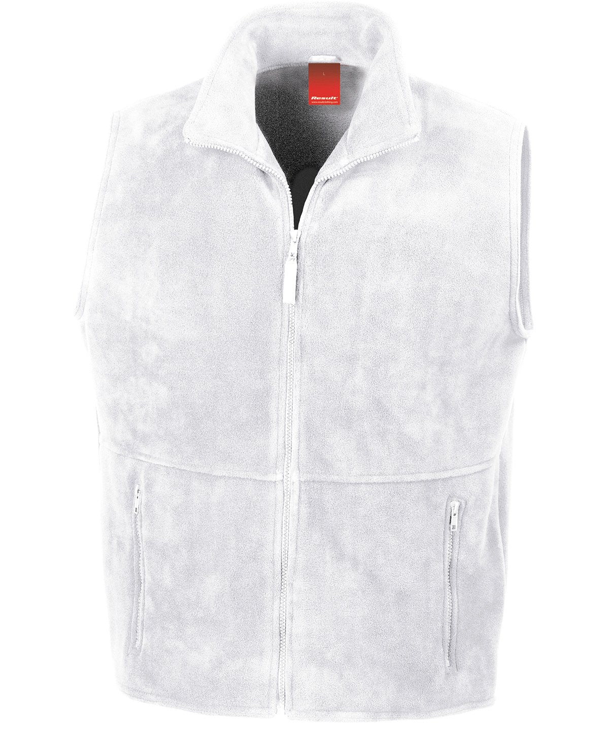 RE37A PolarTherm™ 330g/m² heavyweight fleece bodywarmer in White, featuring a dense thermal knit and full-zip front for maximum warmth.