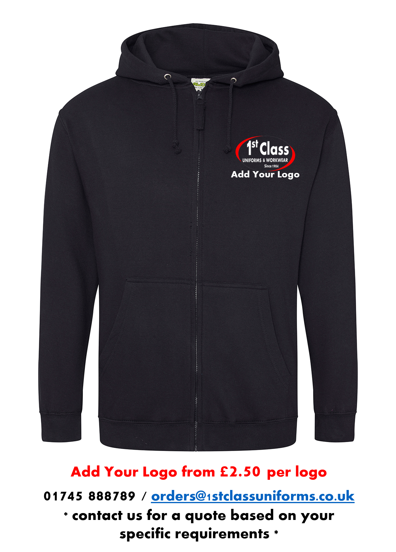 AWDis JH050 Classic Zip Hoodie (Zoodie)