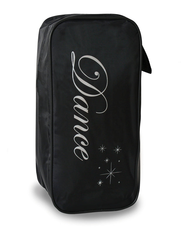 Black Dance Shoe Bag - Silver Dance Design