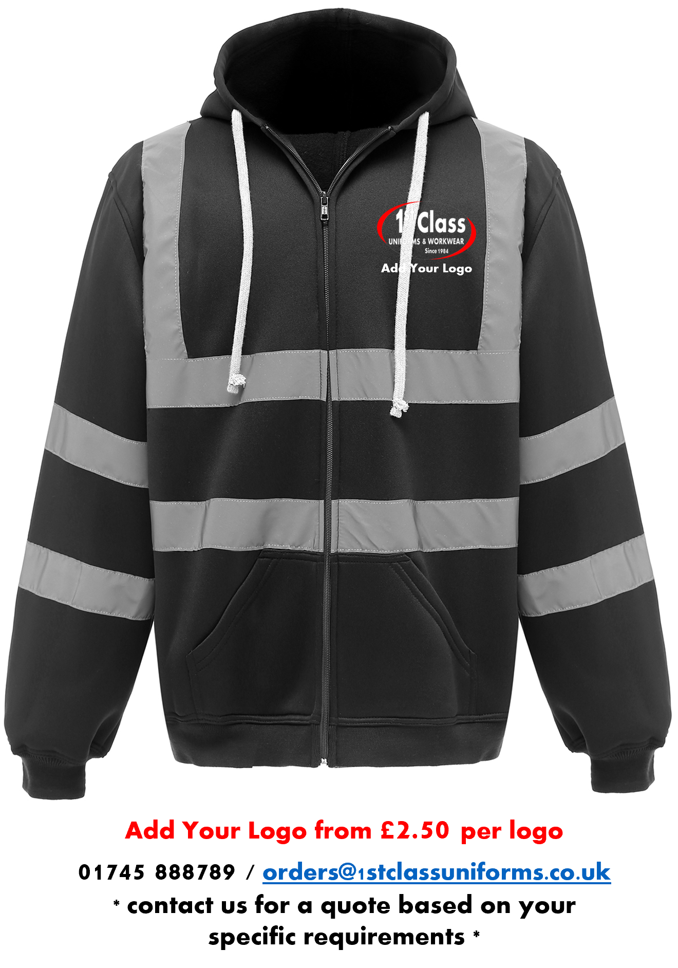 YOKO HVK07 Hi-Vis Full Zip Hoodie