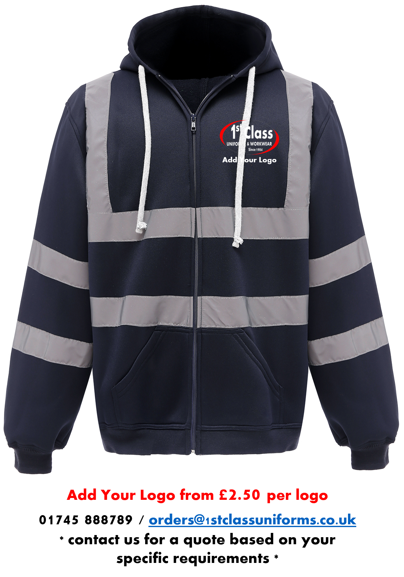 YOKO HVK07 Hi-Vis Full Zip Hoodie