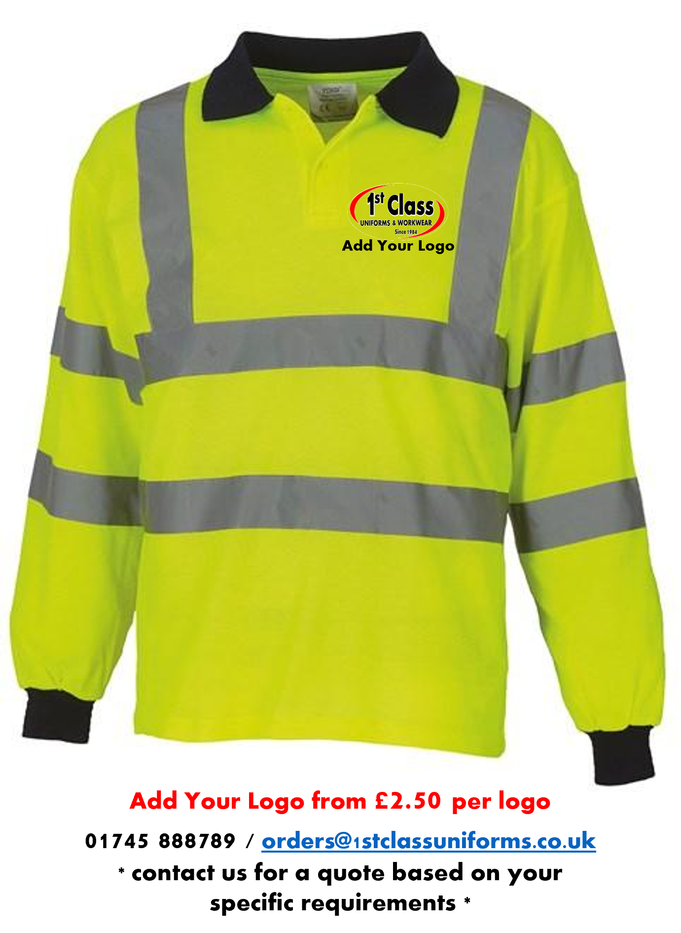 YOKO HVJ310 Hi-Vis Long Sleeved Polo Shirt