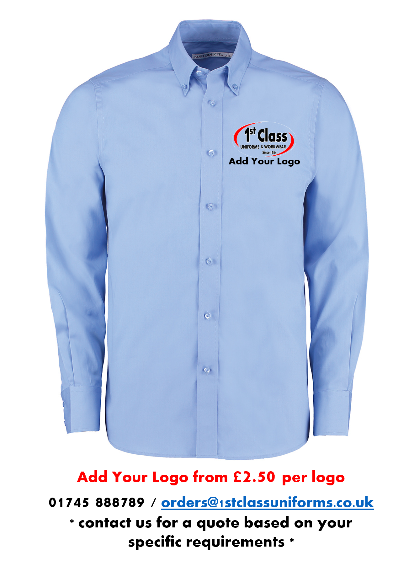 Kustom Kit KK386 City Business Long Sleeve Shirt (Tailored Fit)