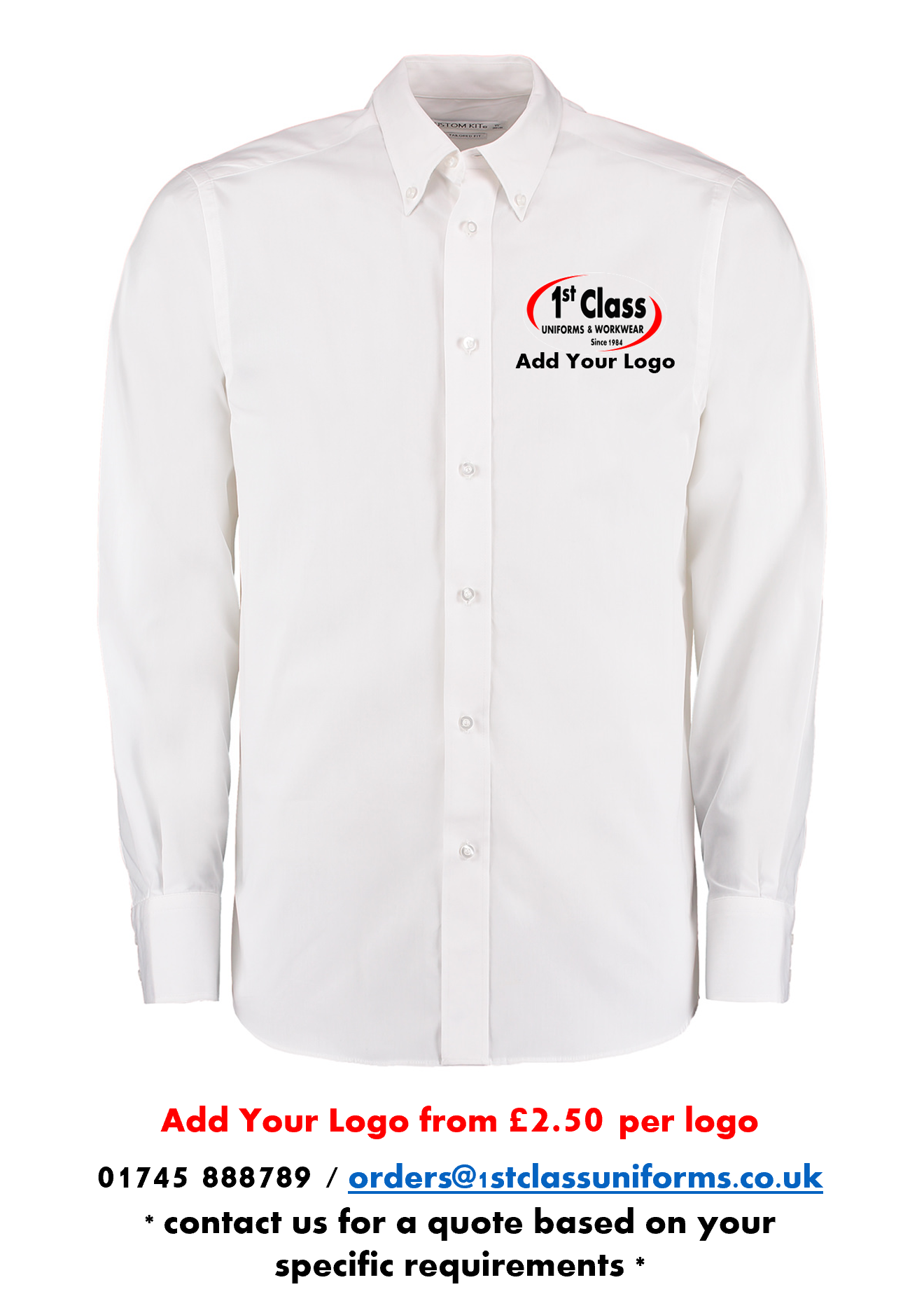 Kustom Kit KK386 City Business Long Sleeve Shirt (Tailored Fit)