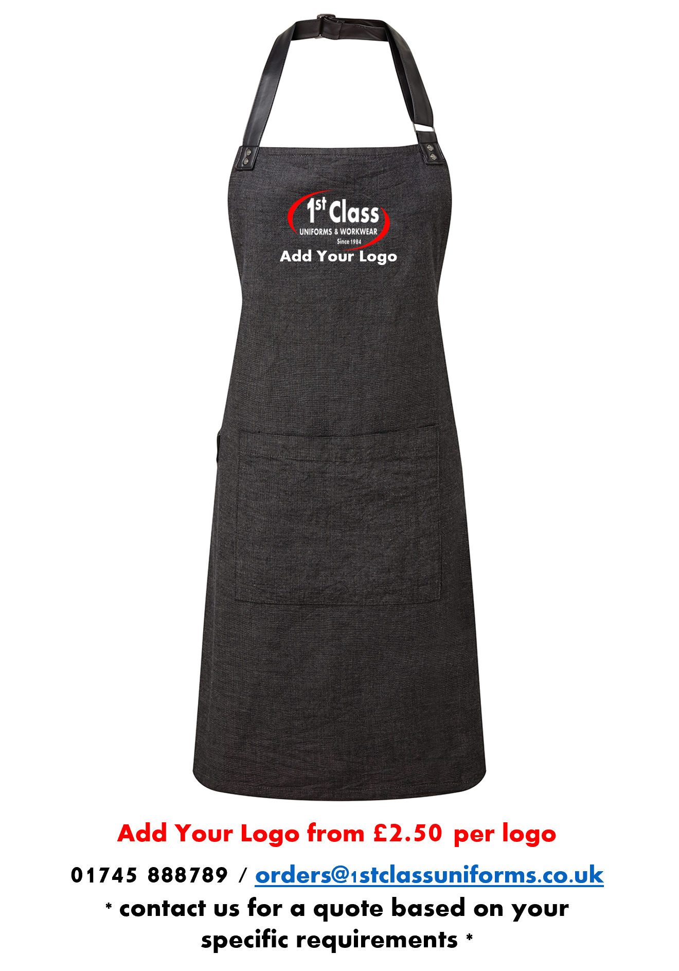 Premier PR144 Oxford Cotton Bib Apron with Pocket