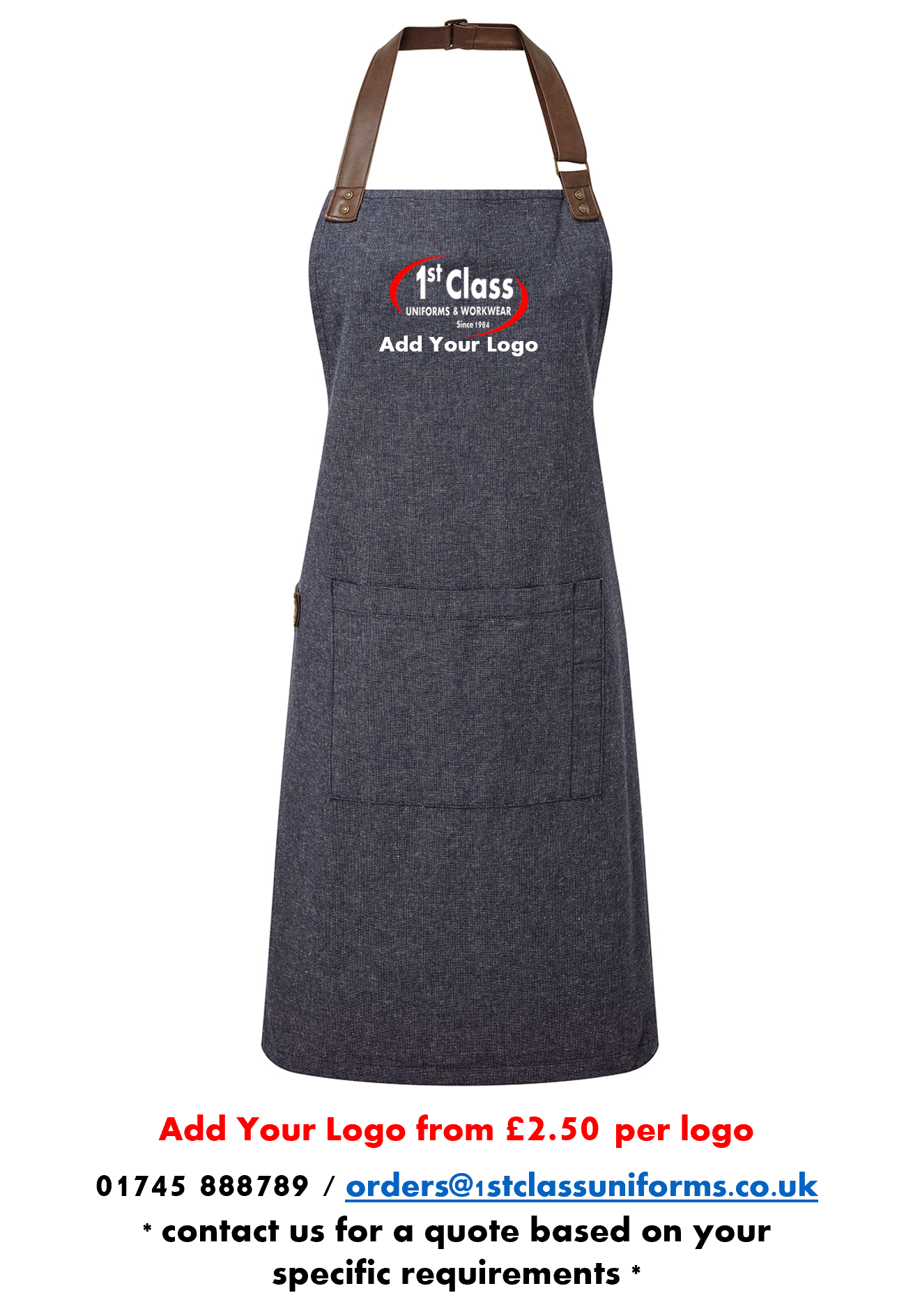Premier PR144 Oxford Cotton Bib Apron with Pocket