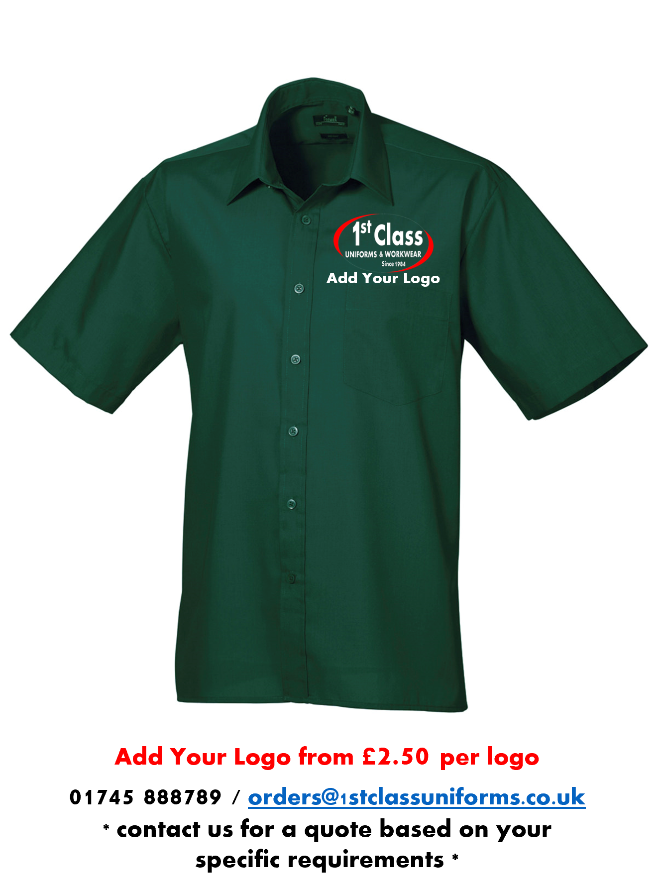 Premier PR202 Poplin Short Sleeve Shirt