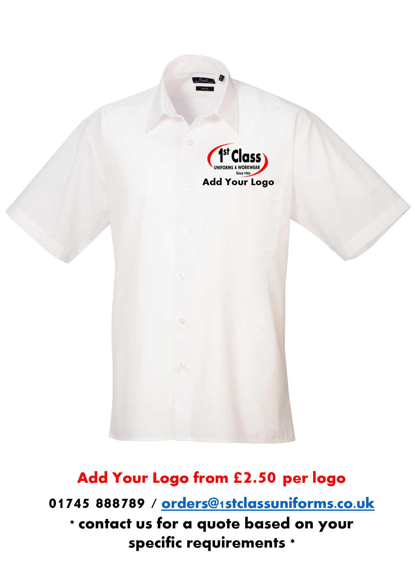Premier PR202 Poplin Short Sleeve Shirt