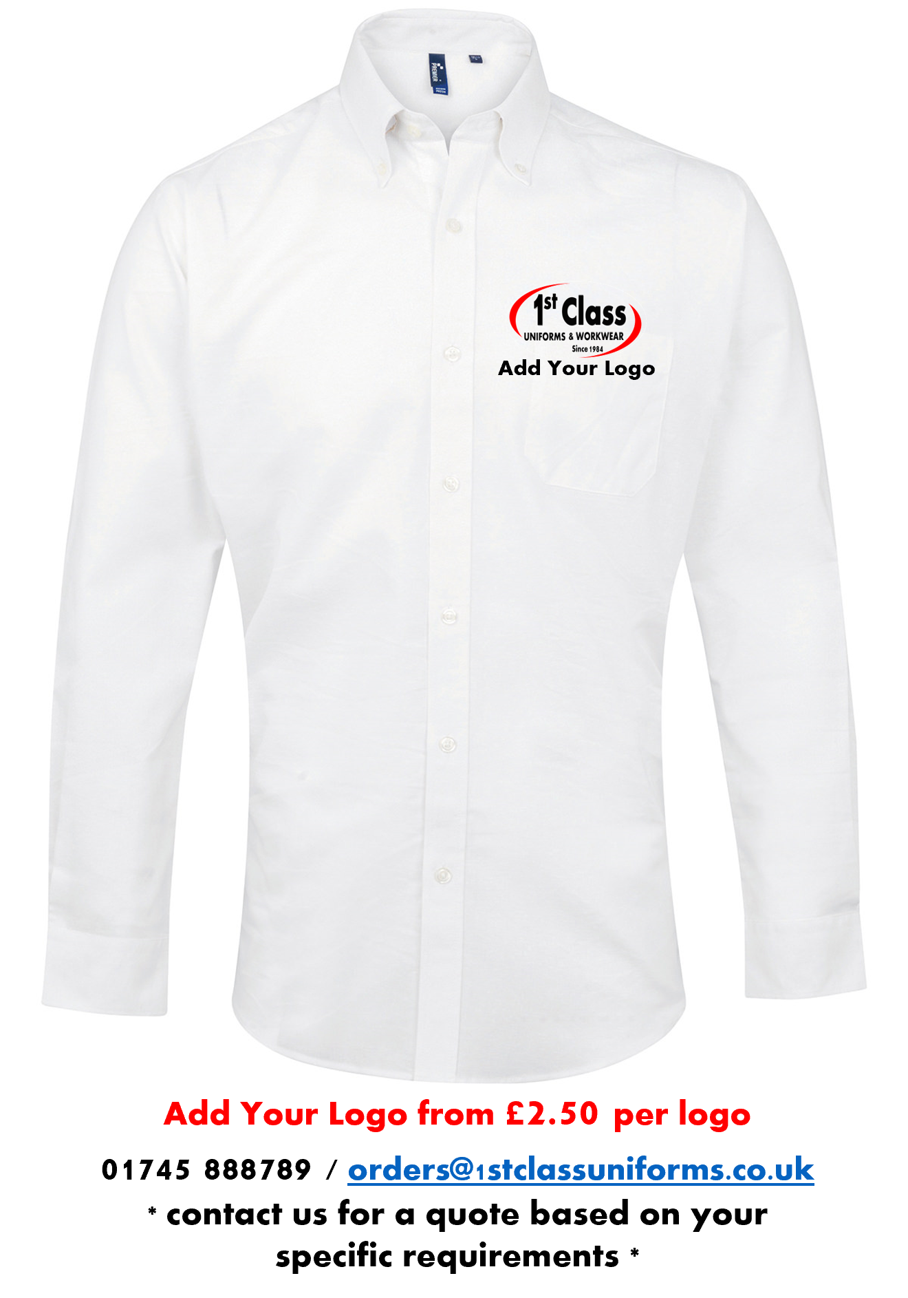 Premier PR234 Signature Oxford Long Sleeve Shirt