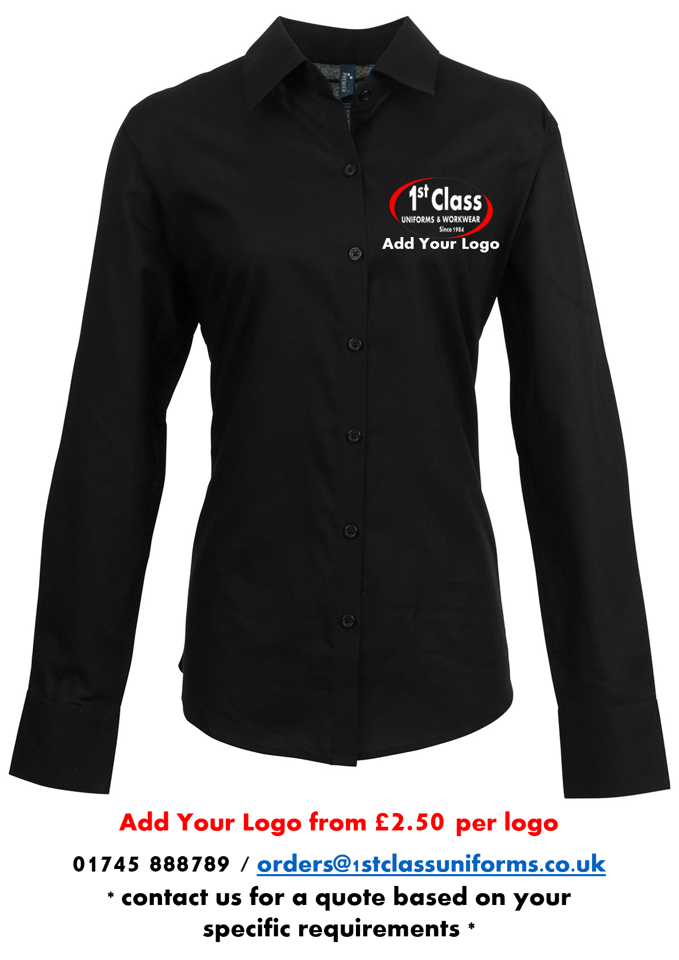 Premier PR334 Signature Oxford Long Sleeve Blouse
