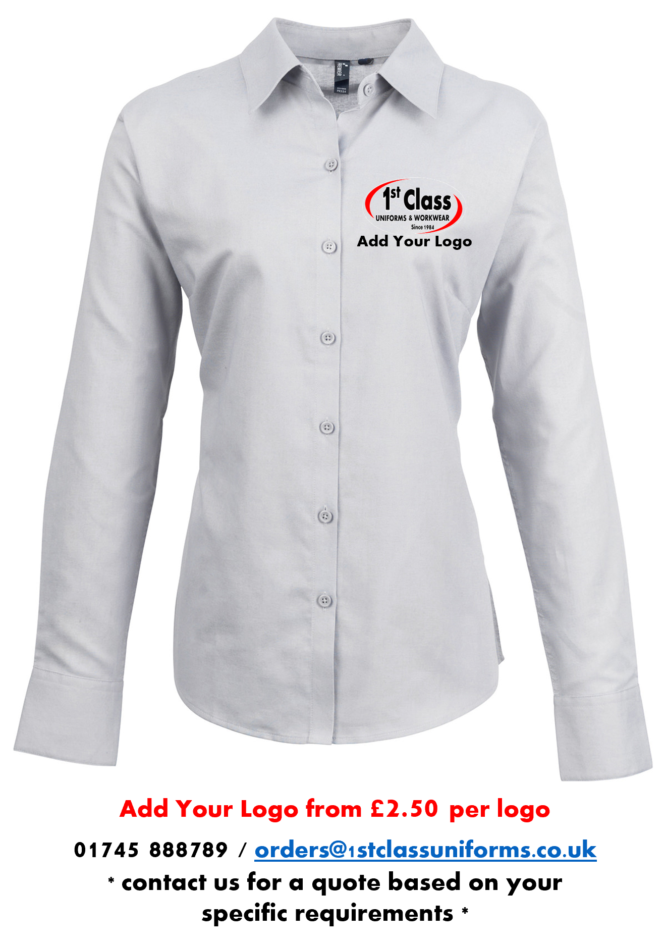 Premier PR334 Signature Oxford Long Sleeve Blouse