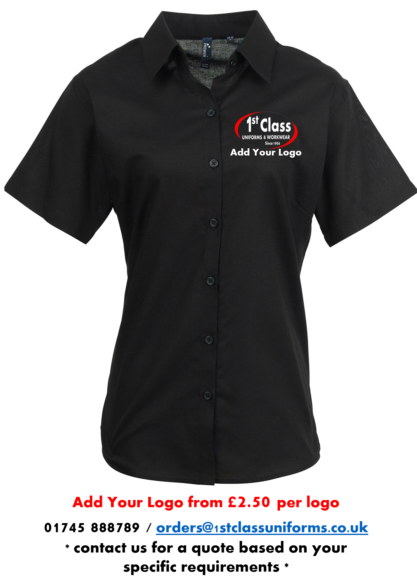Premier PR336 Signature Oxford Short Sleeve Blouse