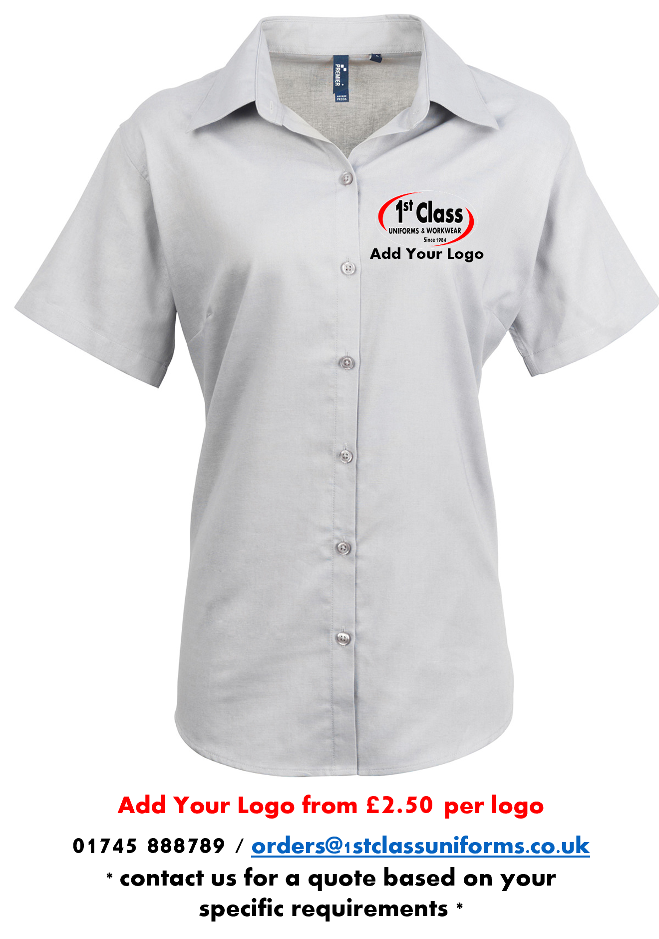 Premier PR336 Signature Oxford Short Sleeve Blouse