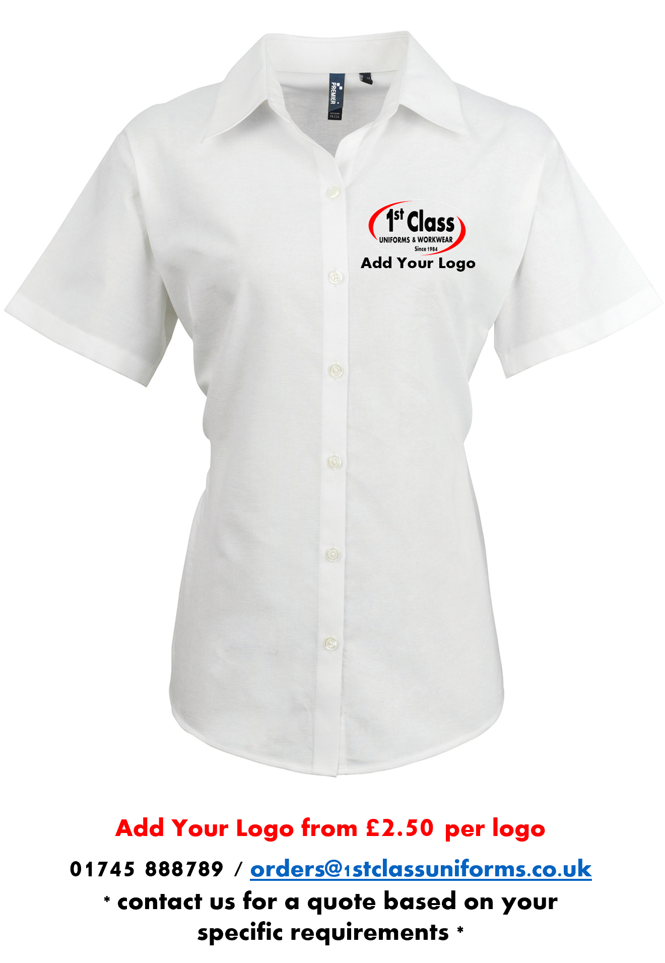 Premier PR336 Signature Oxford Short Sleeve Blouse