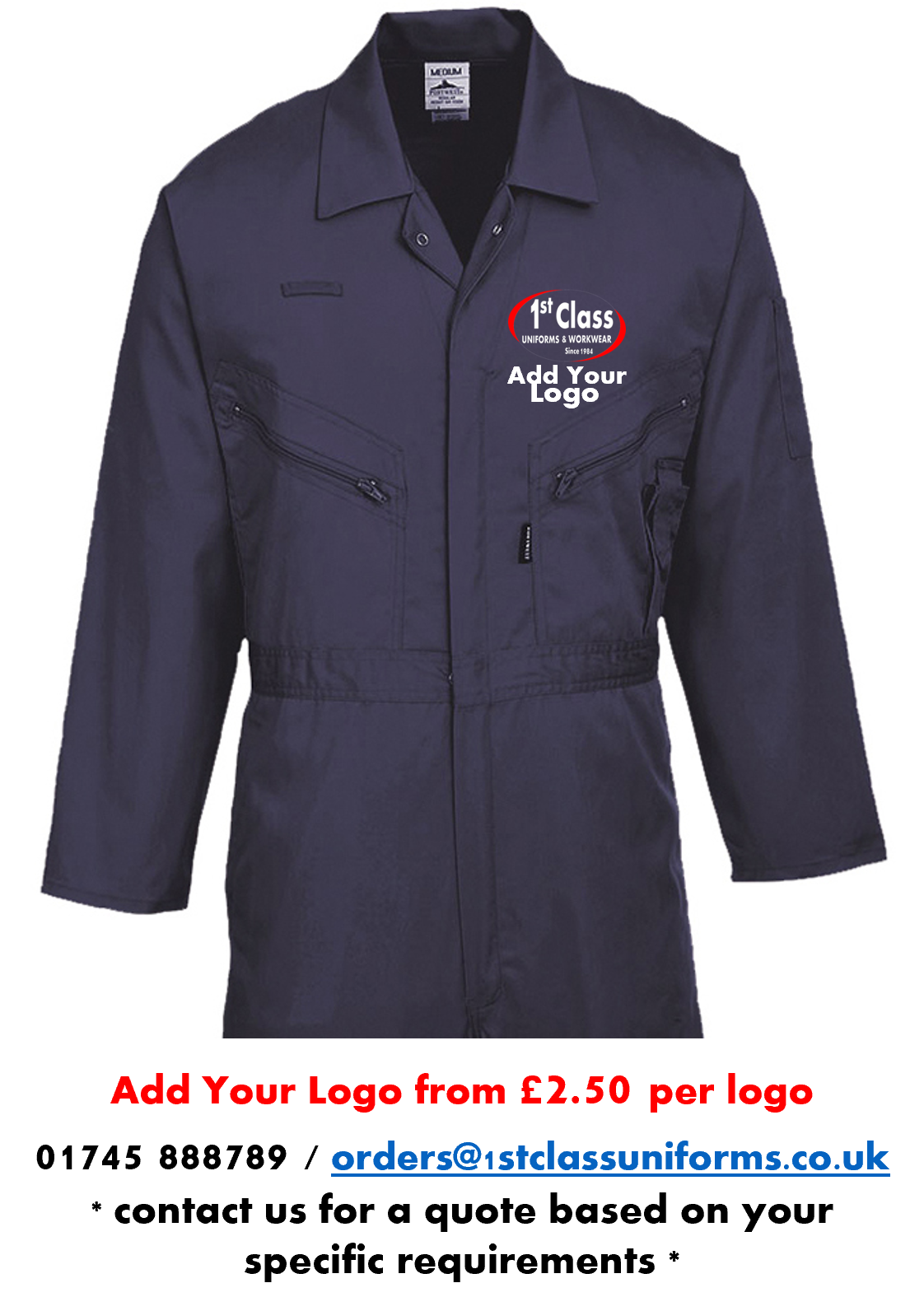 Portwest C813 Zip Front Boiler Suit/ Coverall