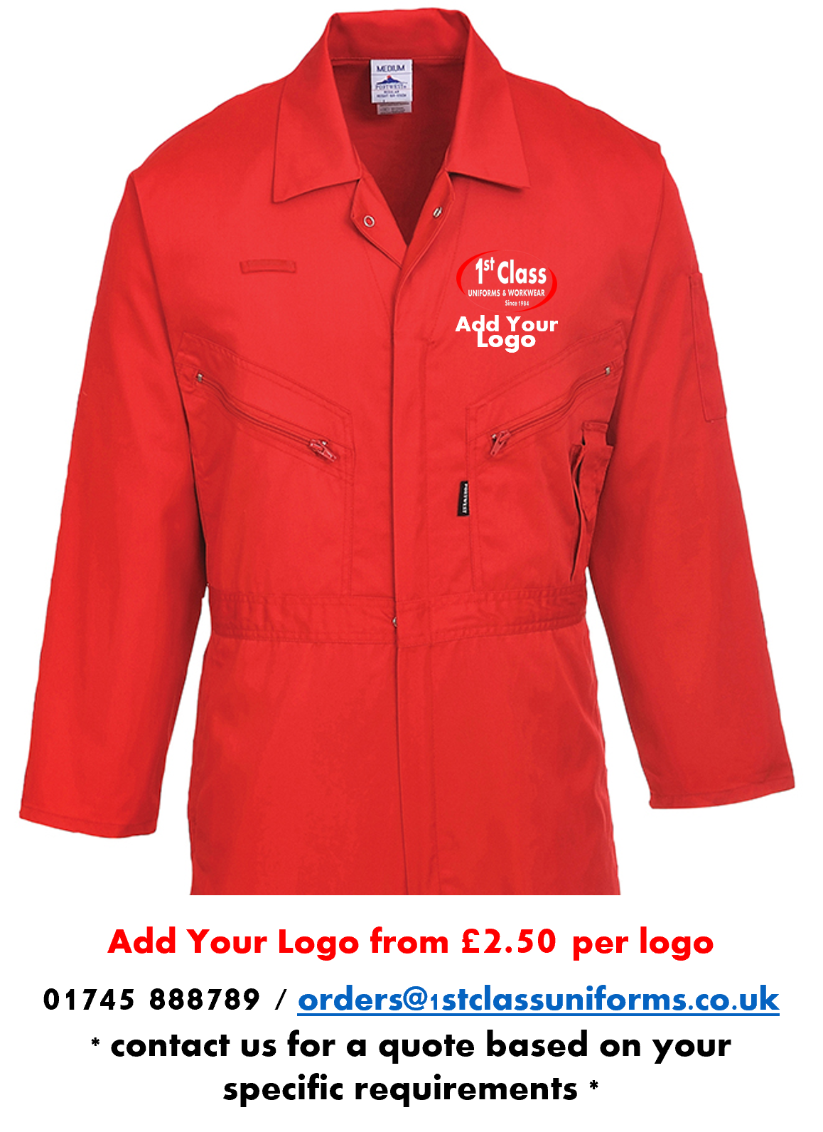 Portwest C813 Zip Front Boiler Suit/ Coverall