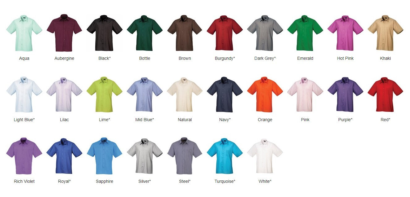 Premier PR202 Poplin Short Sleeve Shirt