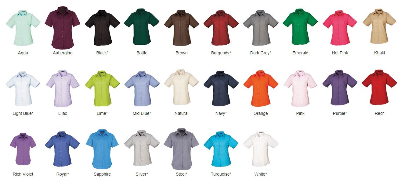 Premier PR302 Poplin Short Sleeve Blouse