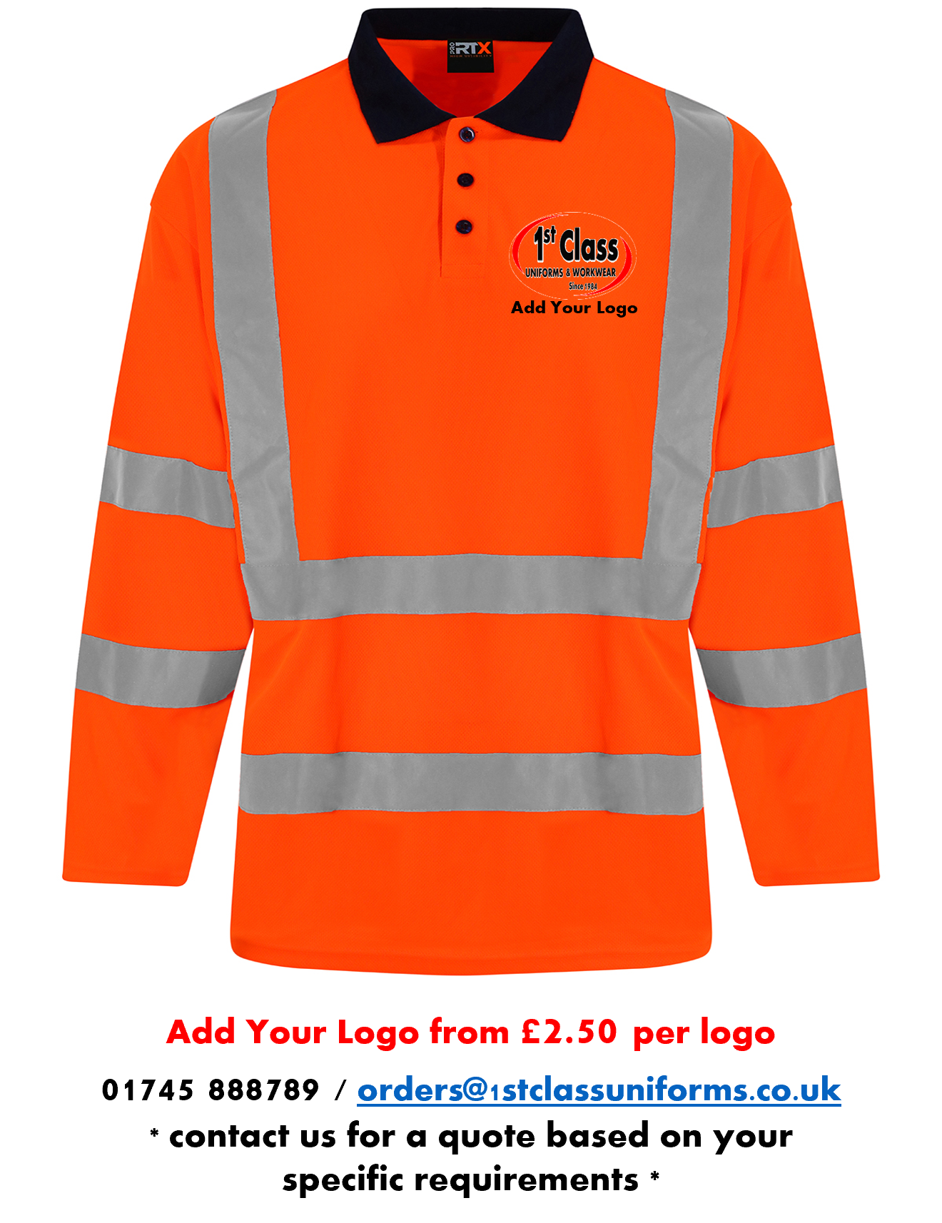 Pro RTX RX715 Hi-Vis Long Sleeved Polo Shirt