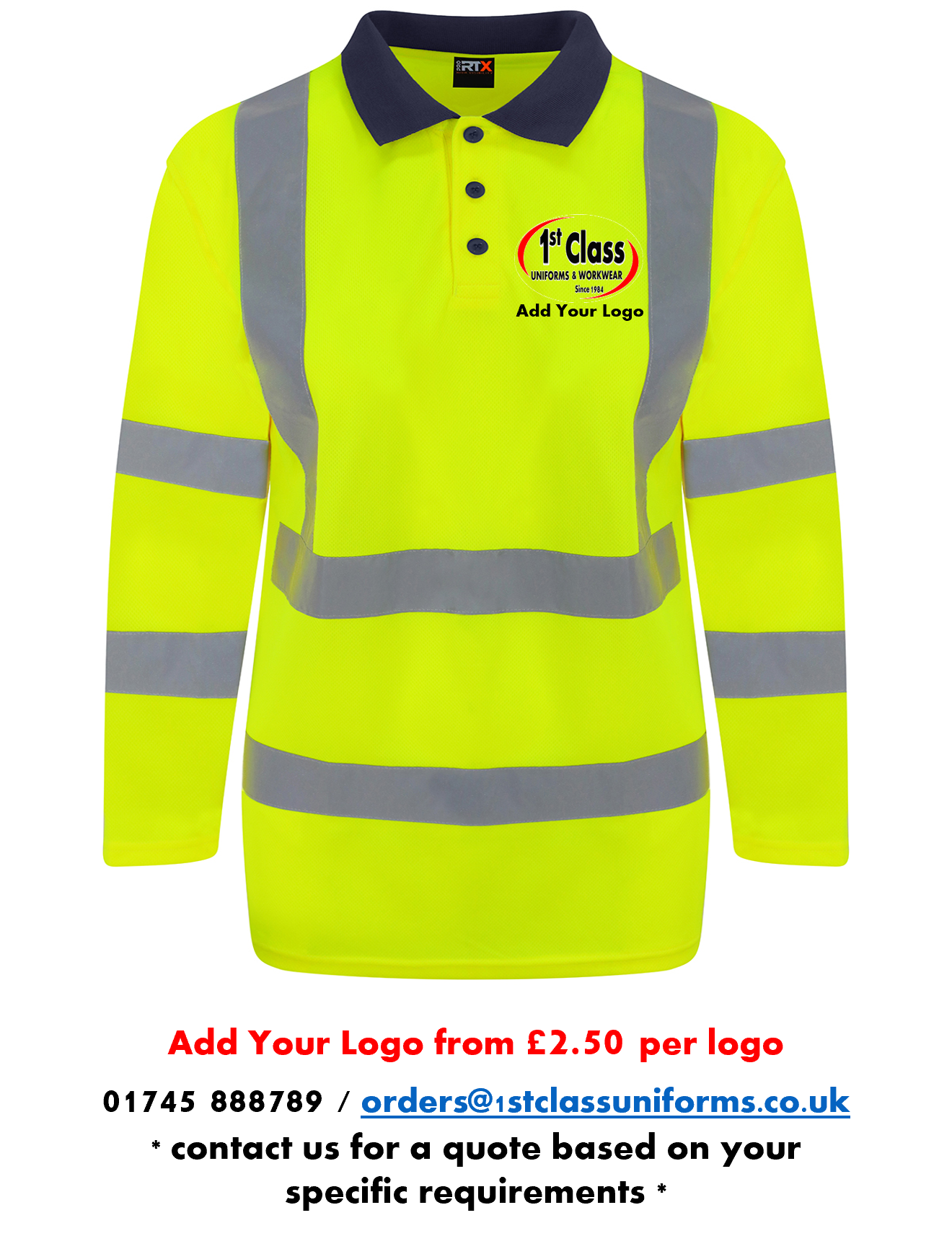 Pro RTX RX715 Hi-Vis Long Sleeved Polo Shirt