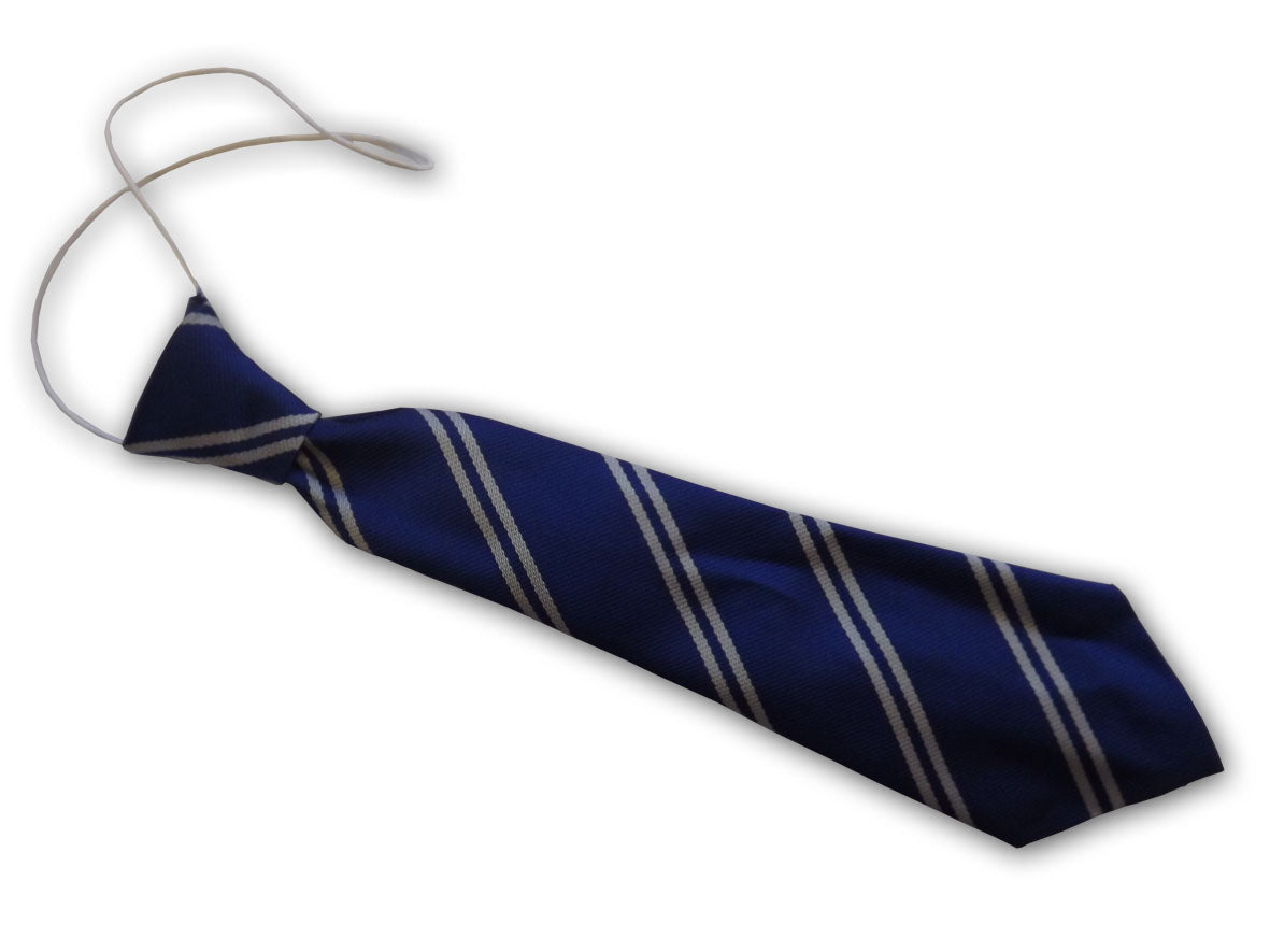 Ysgol y Foryd Tie (Elastic) Royal Blue & White