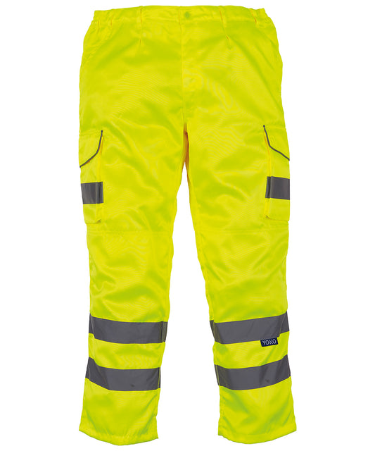 YOKO HV018T/3M Hi-Vis Cargo Trousers with Kneepad Pockets