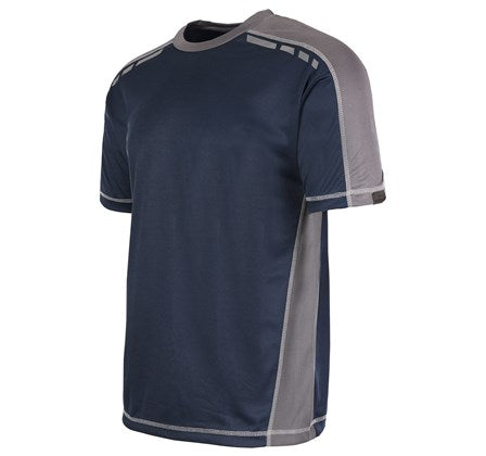 Front view of TuffStuff 151 Elite navy work t-shirt showing the classic crew neck and premium fit.