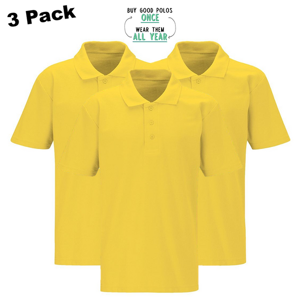 Pack of 3 - Polo Shirts - Gold/Yellow - (Non-Embroidered)