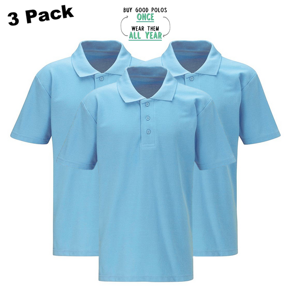 Pack of 3 - Polo Shirts - Sky Blue - (Non-Embroidered)