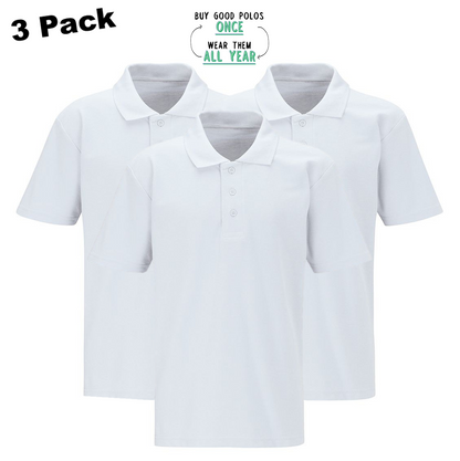 Pack of 3 - Polo Shirts - White - (Non-Embroidered)