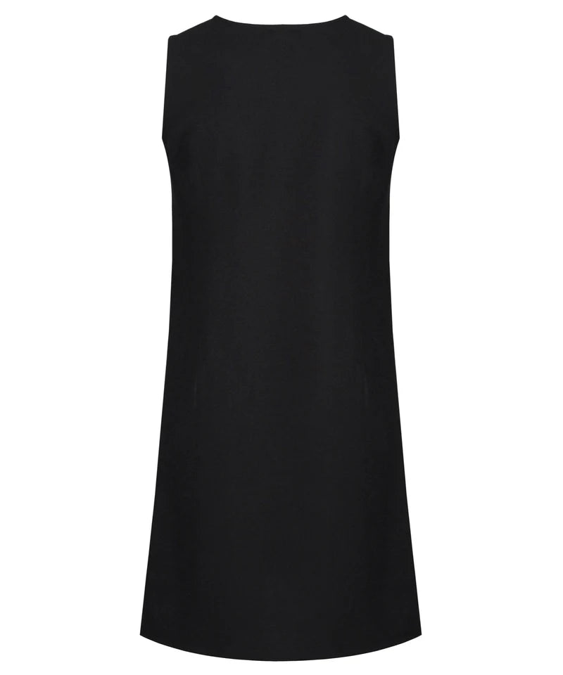 PIN102 Junior Girls Flower Button Pinafore - Black
