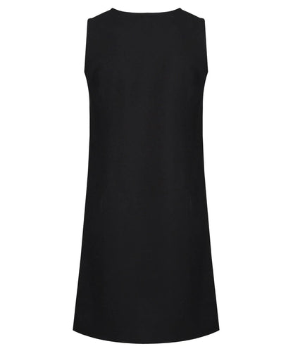 PIN102 Junior Girls Flower Button Pinafore - Black