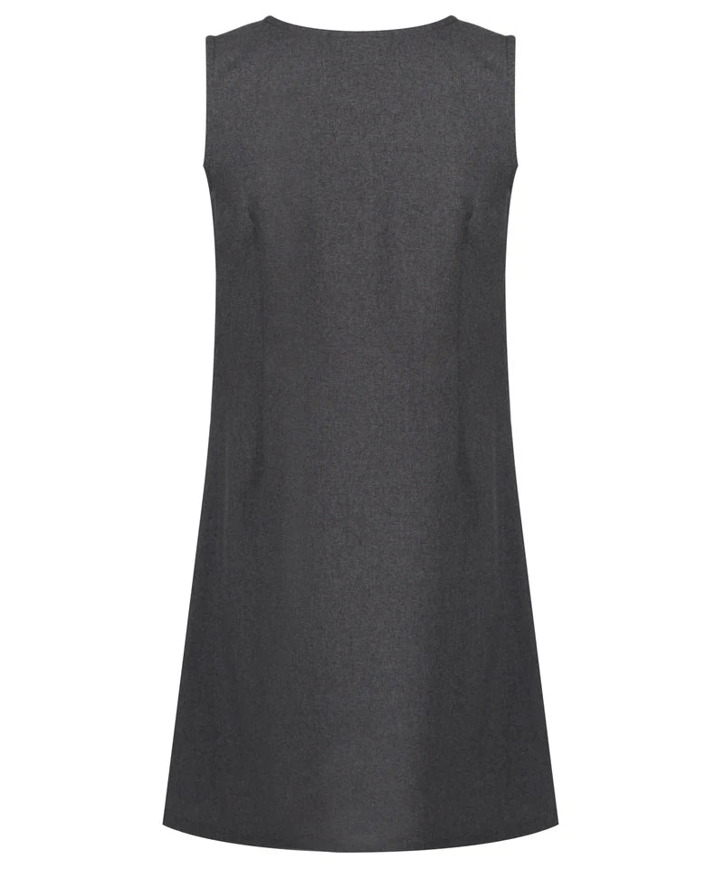 PIN102 Junior Girls Flower Button Pinafore - Grey