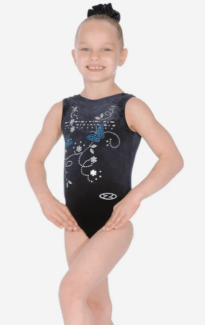 Panache Butterfly Motif Sleeveless Gymnastics Leotard