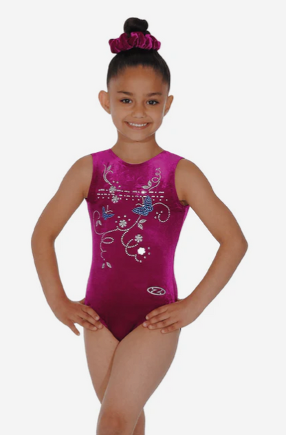 Panache Butterfly Motif Sleeveless Gymnastics Leotard
