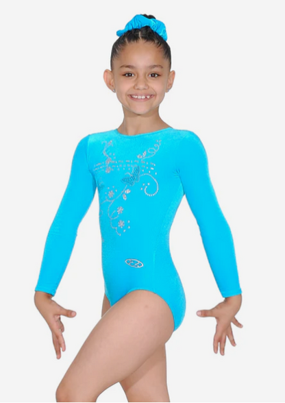 Panache Butterfly Motif Long Sleeve Gymnastics Leotard