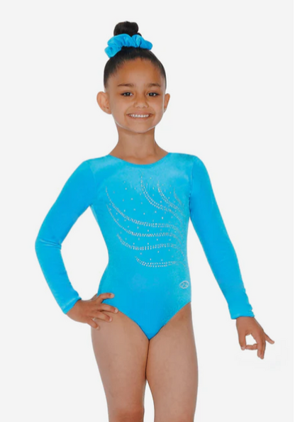 Tiara Crystal Motif Long Sleeved Gymnastics Leotard