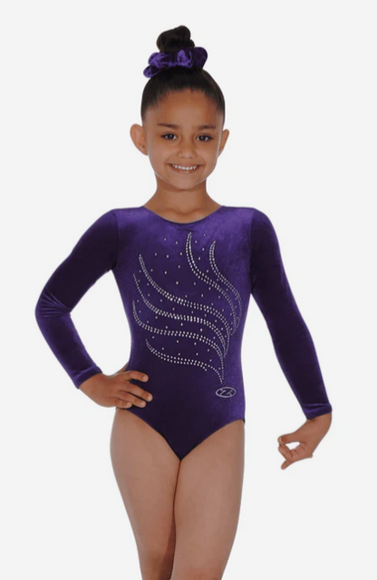 Tiara Crystal Motif Long Sleeved Gymnastics Leotard