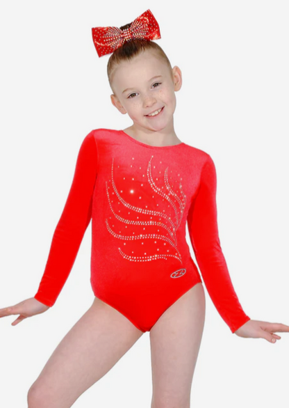 Tiara Crystal Motif Long Sleeved Gymnastics Leotard