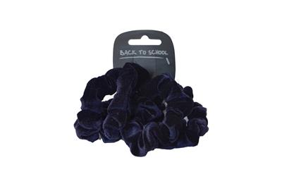Velvet Scrunchies (4Pk) - Hair Accessories Set - Navy