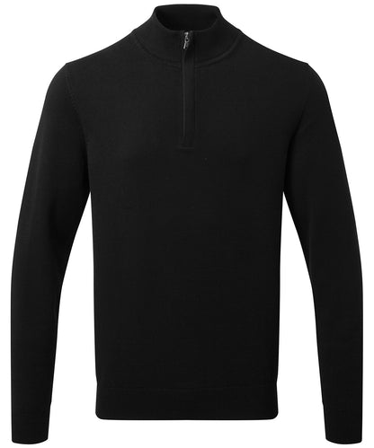 AQ048 Men's cotton blend ¼ zip sweater