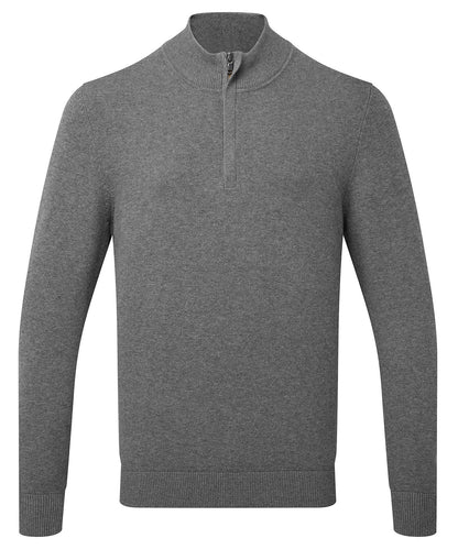 AQ048 Men's cotton blend ¼ zip sweater