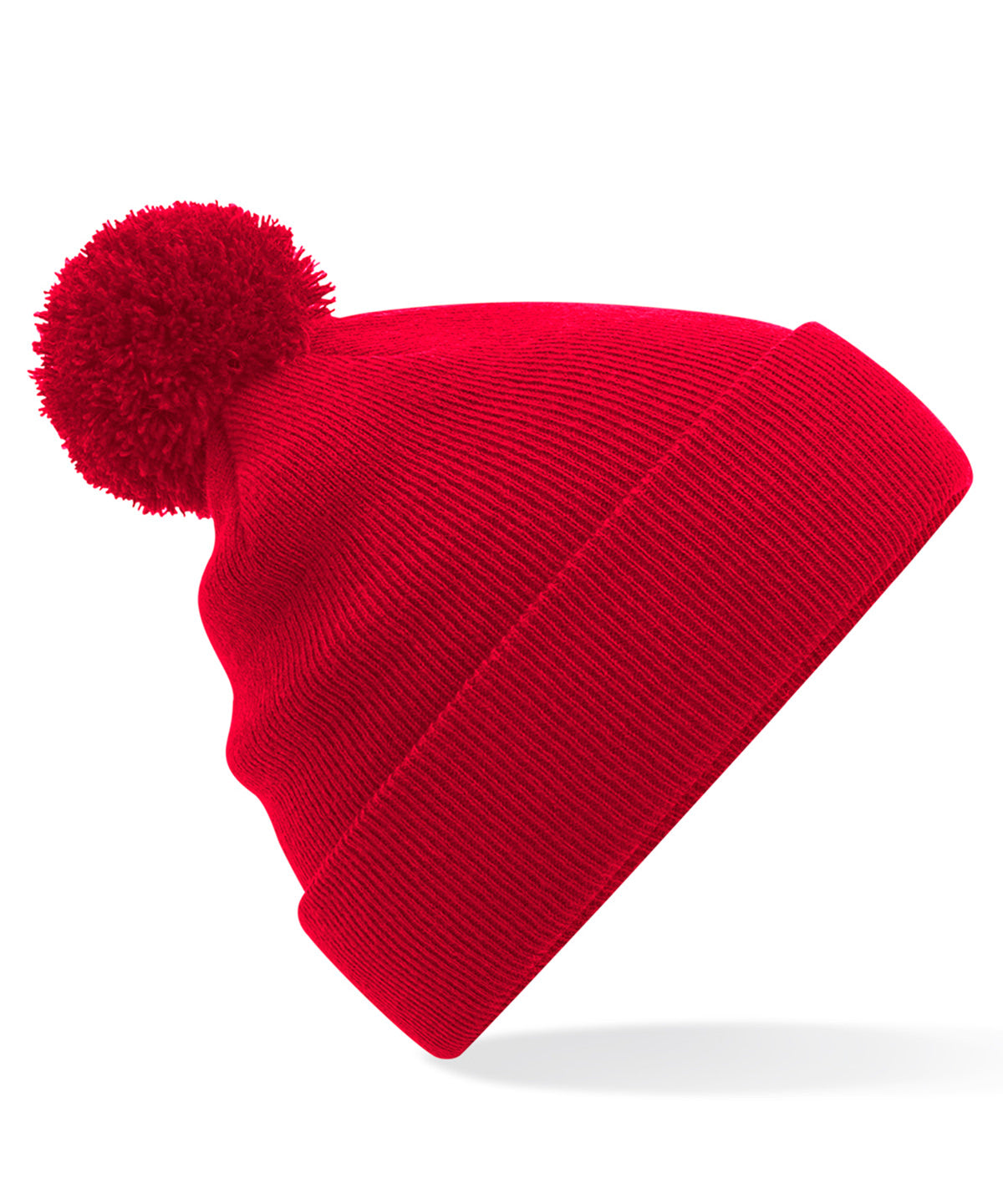Plain Pom Pom Beanie - Red