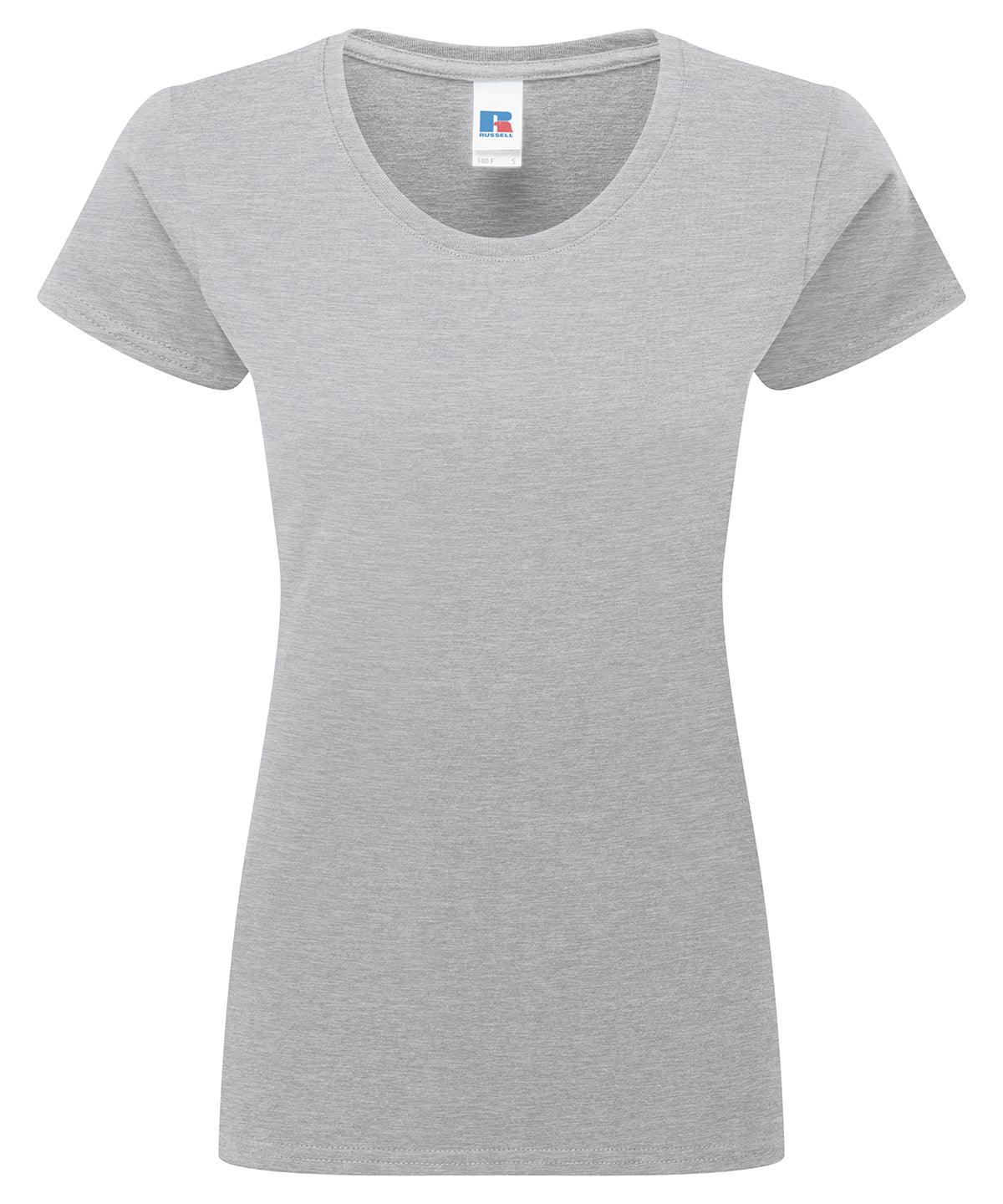 Light Grey Women's 100 % Cotton T-Shirt with brand label 