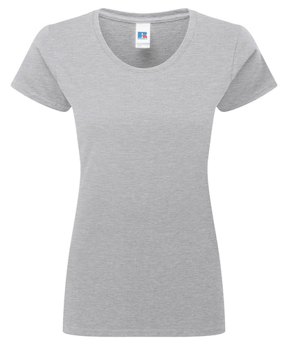 Light Grey Women's 100 % Cotton T-Shirt with brand label 